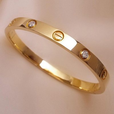 Women Gold-Plated and Diamond Bangle-Style Bracelet